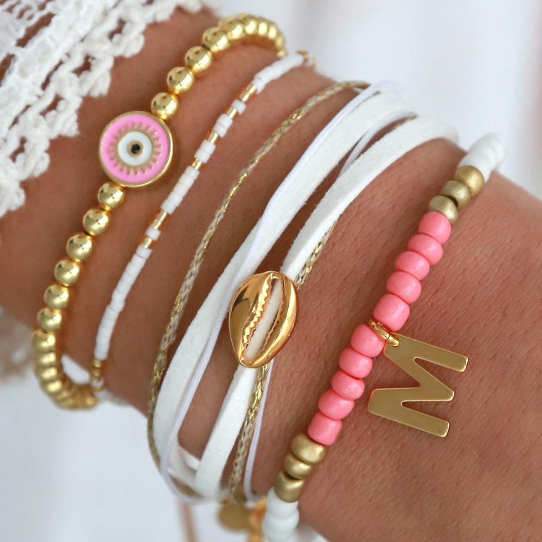 Bracelet evil eye gold pink