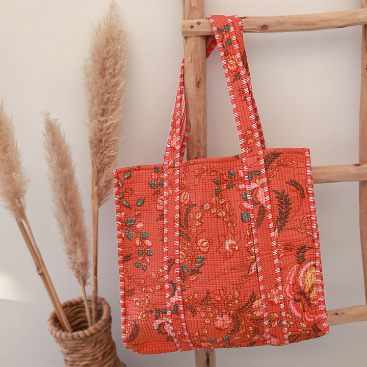 Blockprint shoulder bag orange autumn