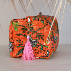 Blockprint toiletry bag Fez kids orange M