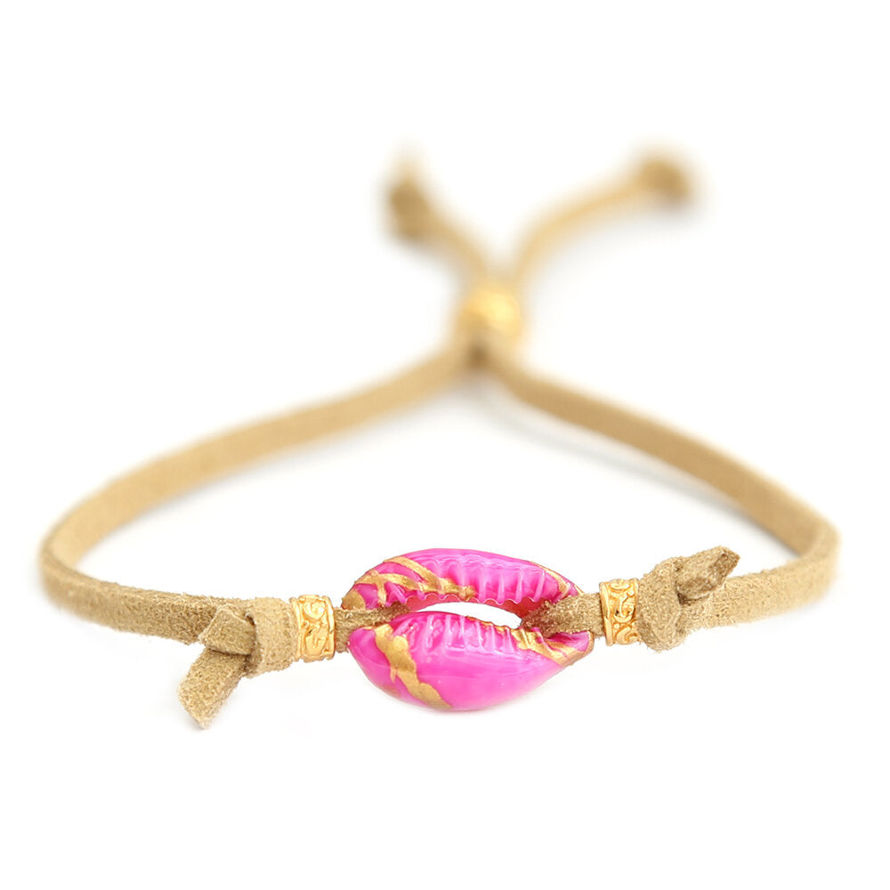 Bracelet pink shell suede