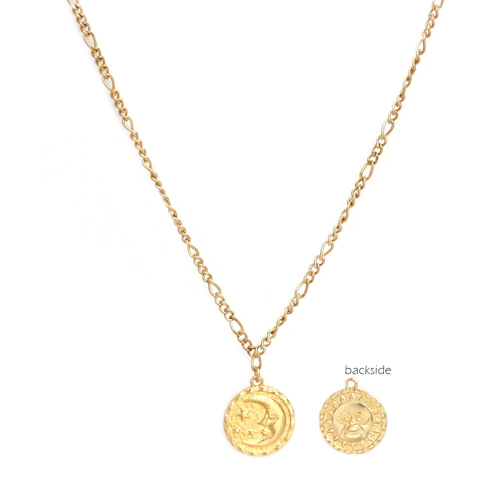 Gold necklace sun & moon