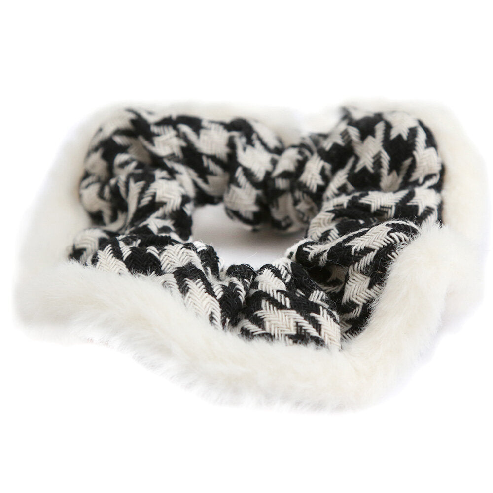 Scrunchie pied de poule faux fur