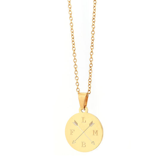 Gegraveerde ketting goud - double arrow & 4 initials