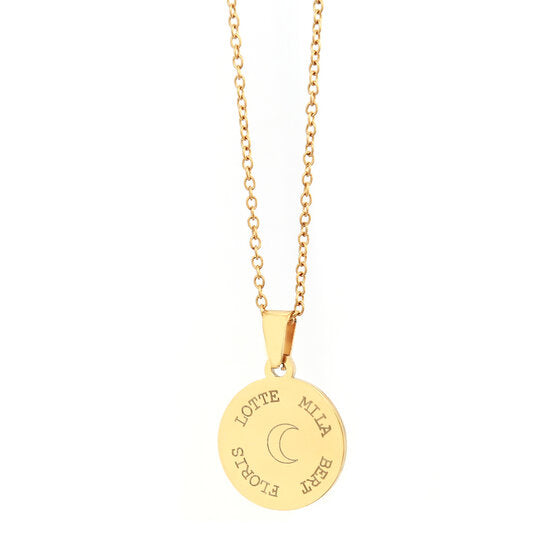 Gegraveerde ketting goud - round names & symbol