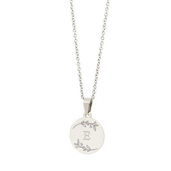 Gegraveerde ketting zilver - floral initial