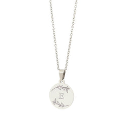 Gegraveerde ketting zilver - floral initial