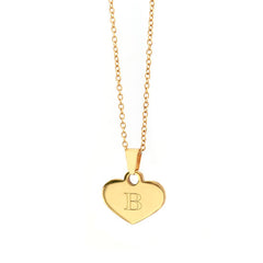 Gegraveerde ketting goud - heart initial