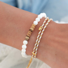 Bracelet Coconut white carved