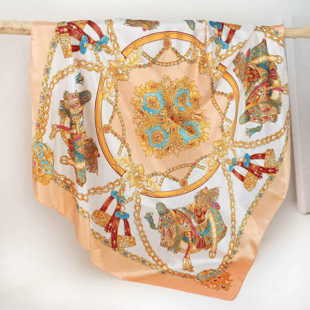 Satin Bandana-Schal  peach turquoise