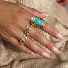 Ring boho amazonite gold