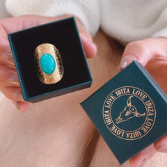 Ring boho amazonite gold