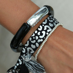 Bracelet penne argent noir