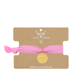 Ibiza armbandje soft pink coin