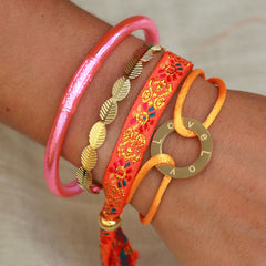 Gewebtes armband flower orange