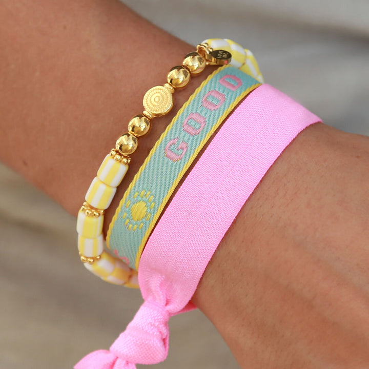 Gewebtes armband good vibes pastel