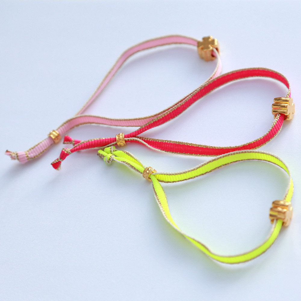 Bracelet golden clover neon yellow