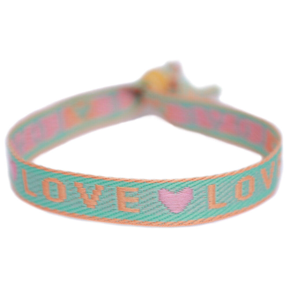 Gewebtes armband love pastel