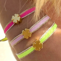 Armband golden clover neon yellow