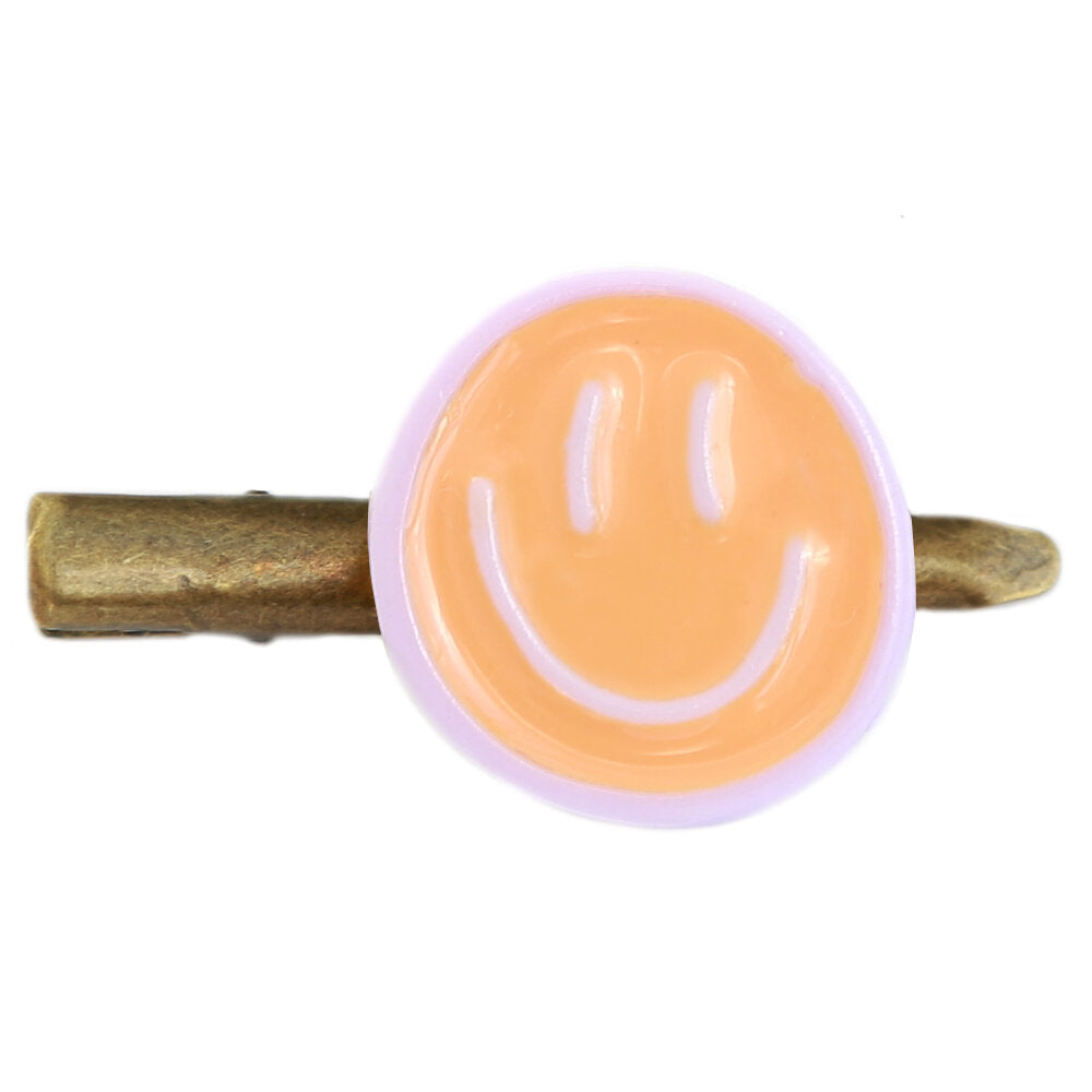 Barrette smiley lilas orangé