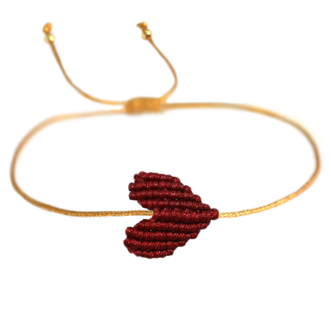 Bracelet burgundy heart